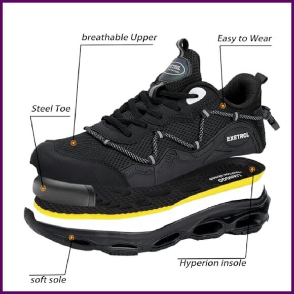 Steel Toe Safety Sneakers Lightweight Slip-Resistant Work Shoes Unisex - Picture 7 of 8